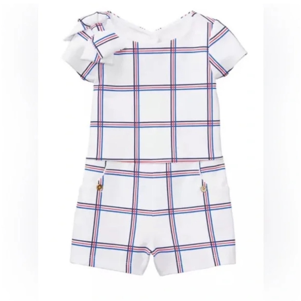 Janie and Jack Windowpane Plaid Romper 18-24M